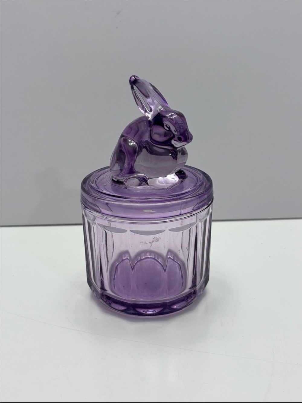 Glass Candy Food Storage Purple Glass Jar with Bunny Shape Lid